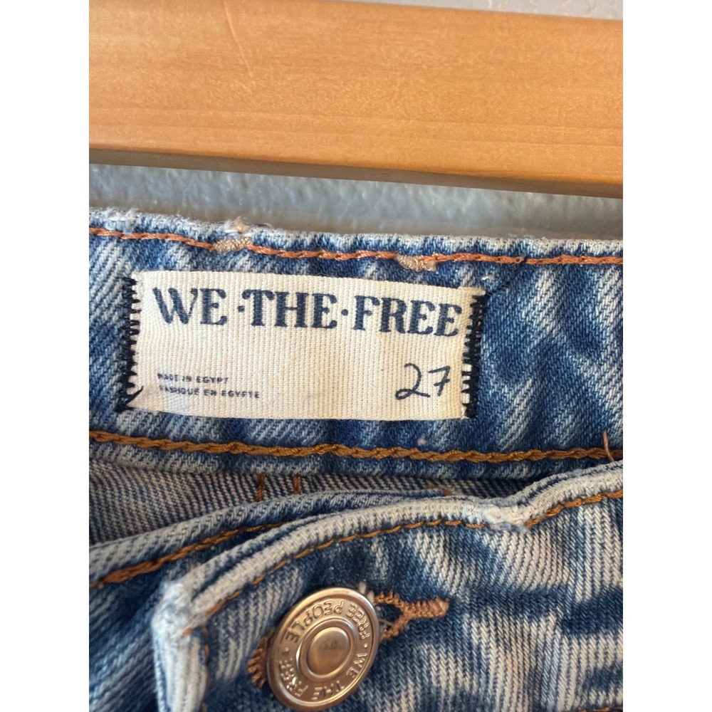 We The Free Wide Leg Jeans Women 27 Blue Acid Wash High Rise Denim - Picture 6 of 11
